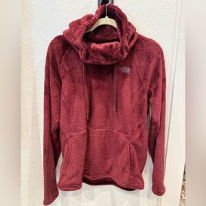 The North Face Burgundy Pullover Sherpa Fleece Hoodie- Large